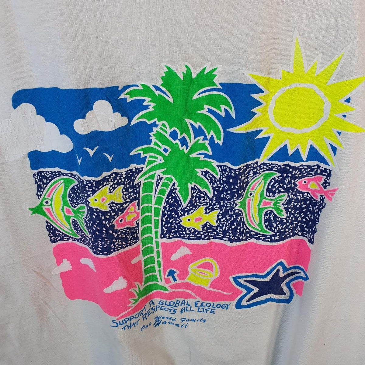 Vintage Hawaii Global Ecology 90s USA Single Stitch T Shirt Men’s Medium White