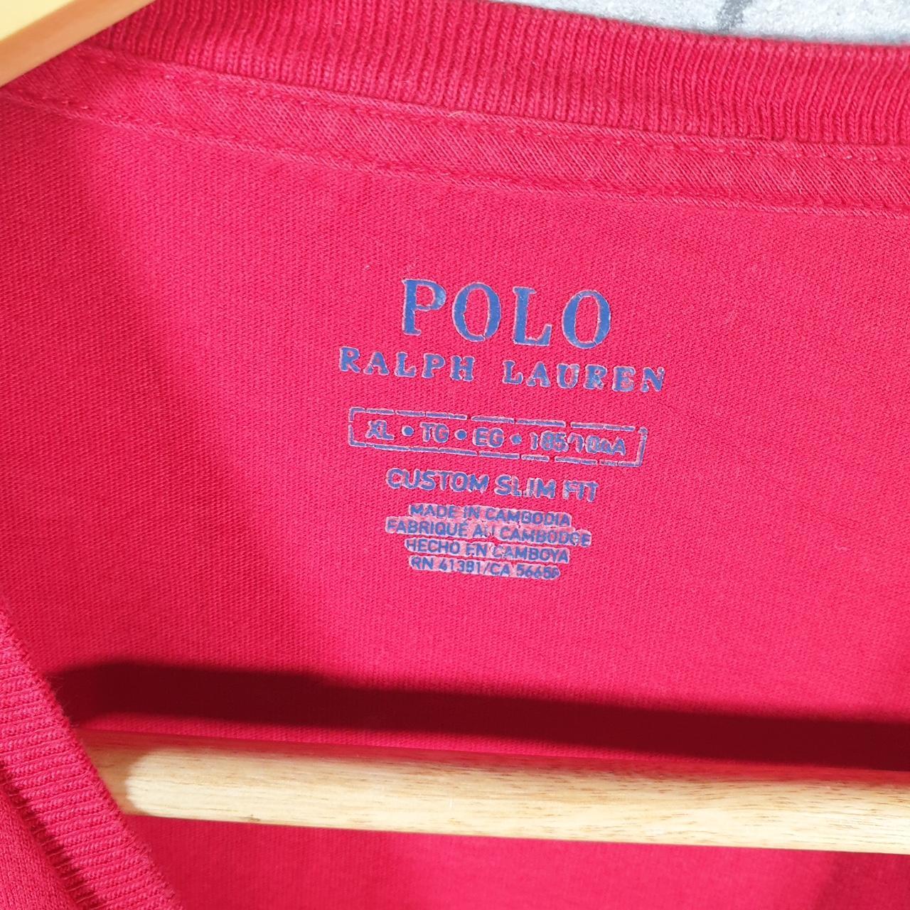Vintage Ralph Lauren Polo T Shirt Men’s XL Red Embroidered Pony Custom Slim Fit C9037