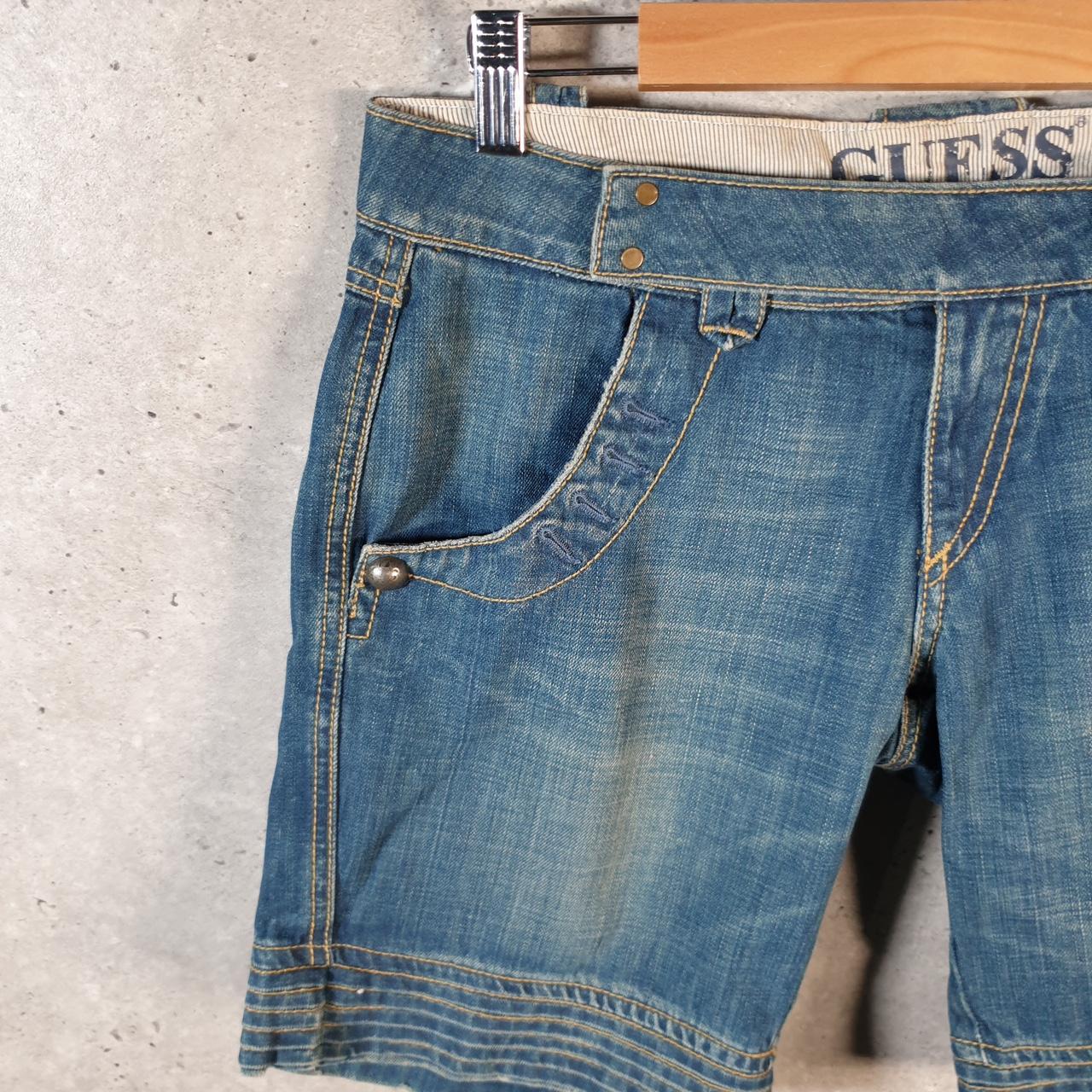 Vintage Guess Denim Shorts Jorts Cargo Men’s W32 Blue Embroidered Baggy Cotton A5260