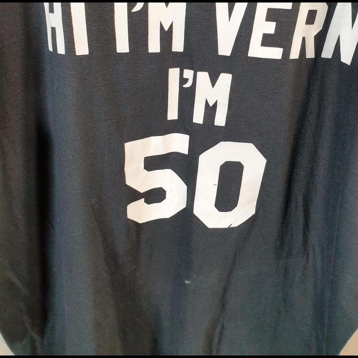 Vintage Hanes I’m Vern I’m 50 90s USA Single Stitch T Shirt Men’s XL Black C8063