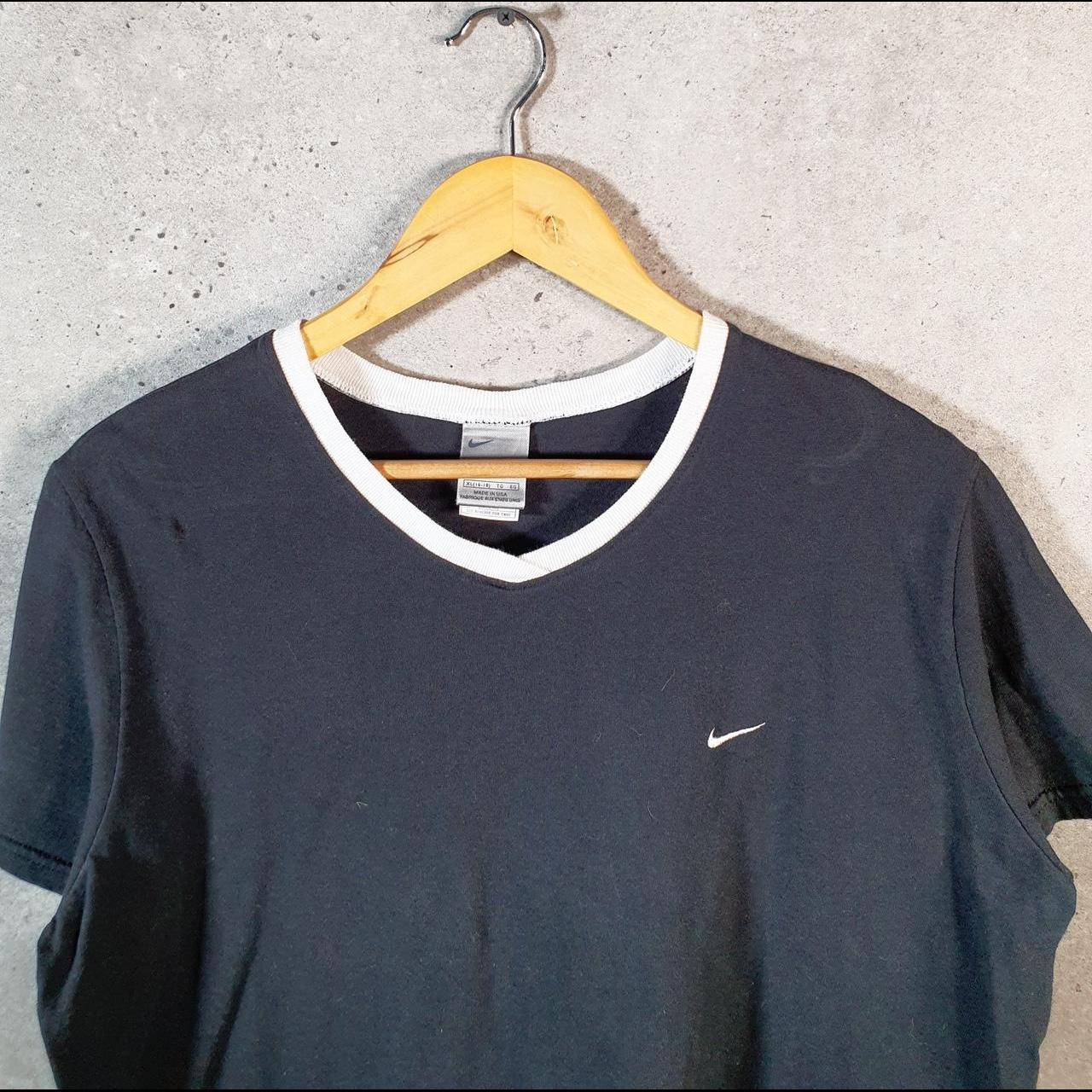 Vintage Nike 90s USA T Shirt Men’s XL Black Embroidered Single Swoosh Logo Athletic Big Fish Vintage