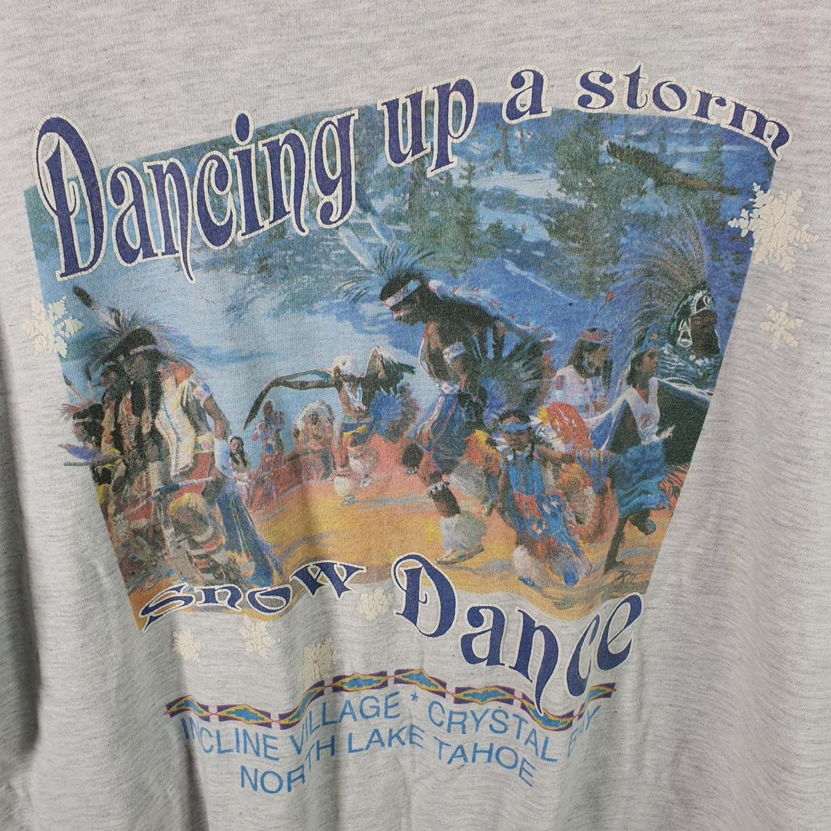 Vintage Hanes Beefy Lake Tahoe Snow Dance 90s USA Single Stitch T Shirt Men’s XL Grey Big Fish Vintage