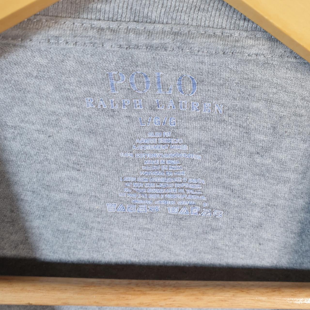Vintage Ralph Lauren Polo T Shirt Men’s Large Grey Embroidered Slim Fit Pony C9167