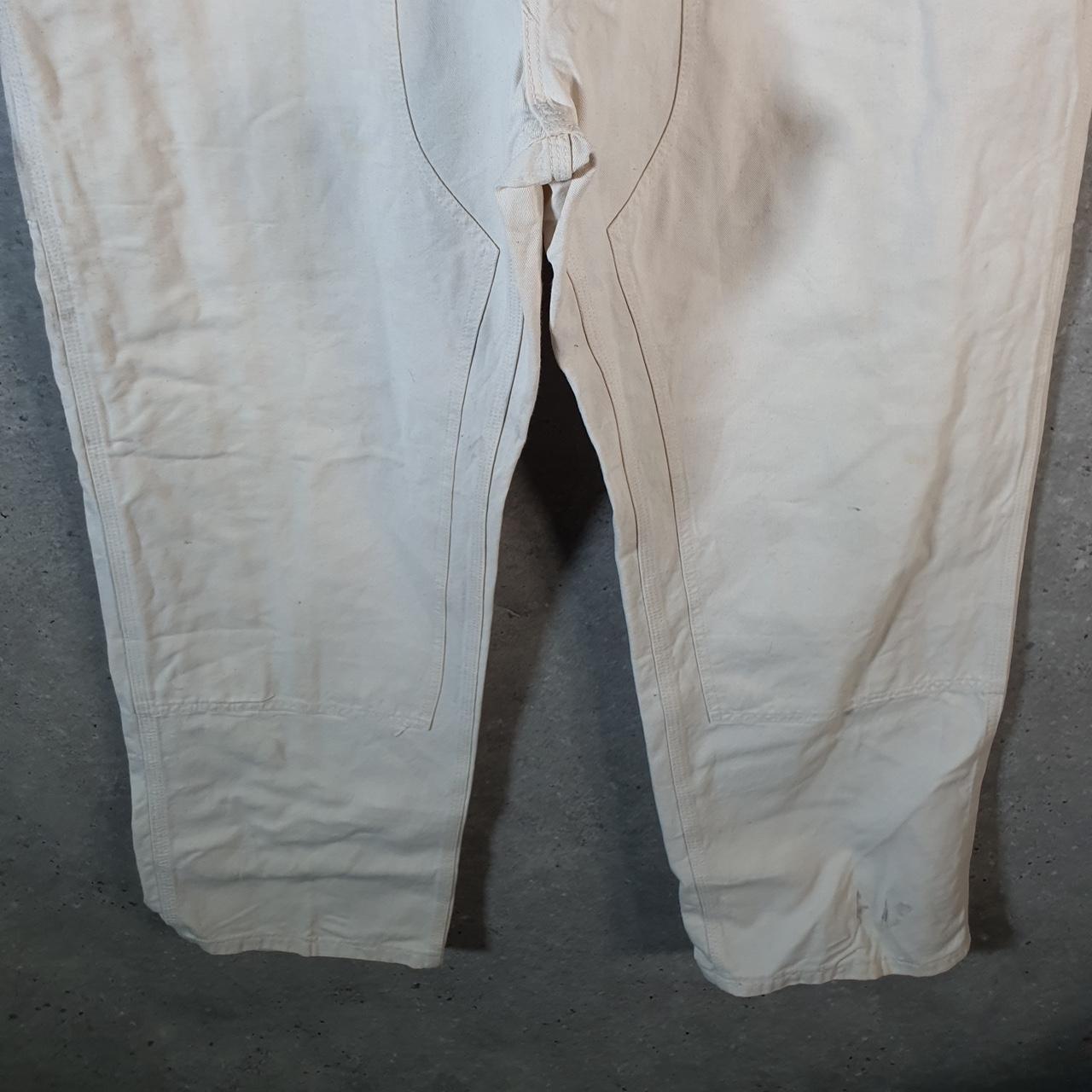 Vintage Carhartt Carpenter Double Knee Trousers Mens W42 L32 White Original Fit Workwear