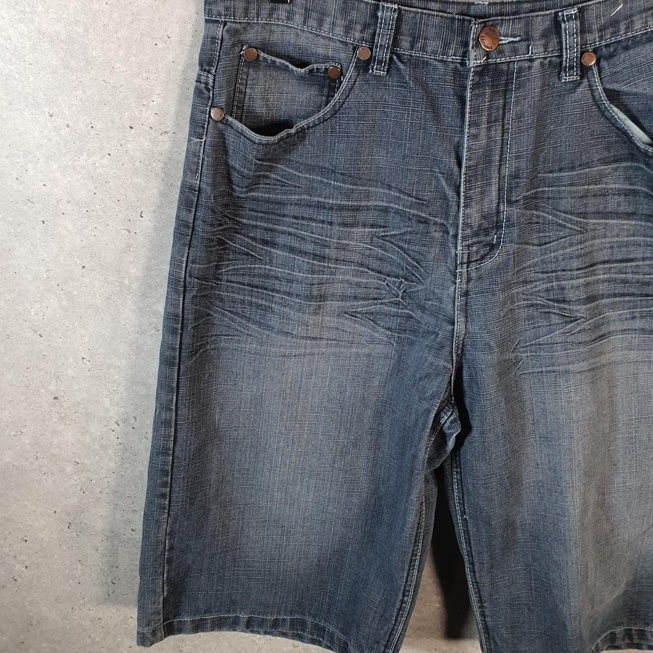 Vintage Brooklyn Express Baggy Y2K Hip Hop Jorts Shorts Mens W36 Grey Denim USA A4668