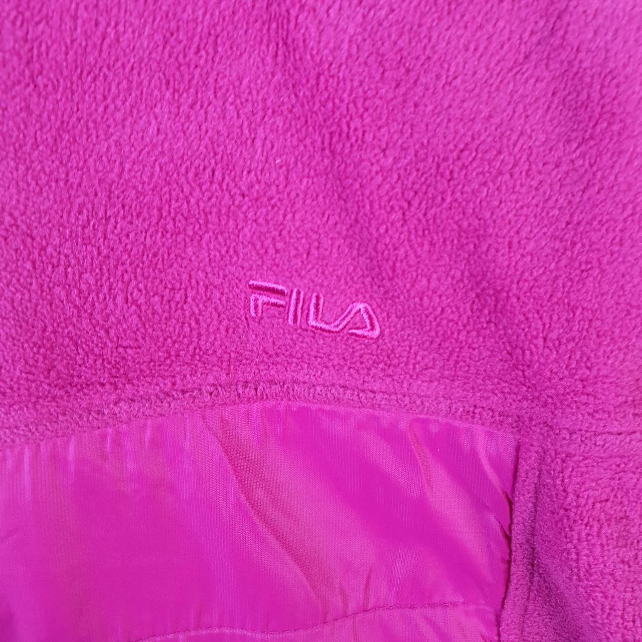 Vintage Fila Full Zip Fleece Hoodie Womens Medium Pink Teddy Logo