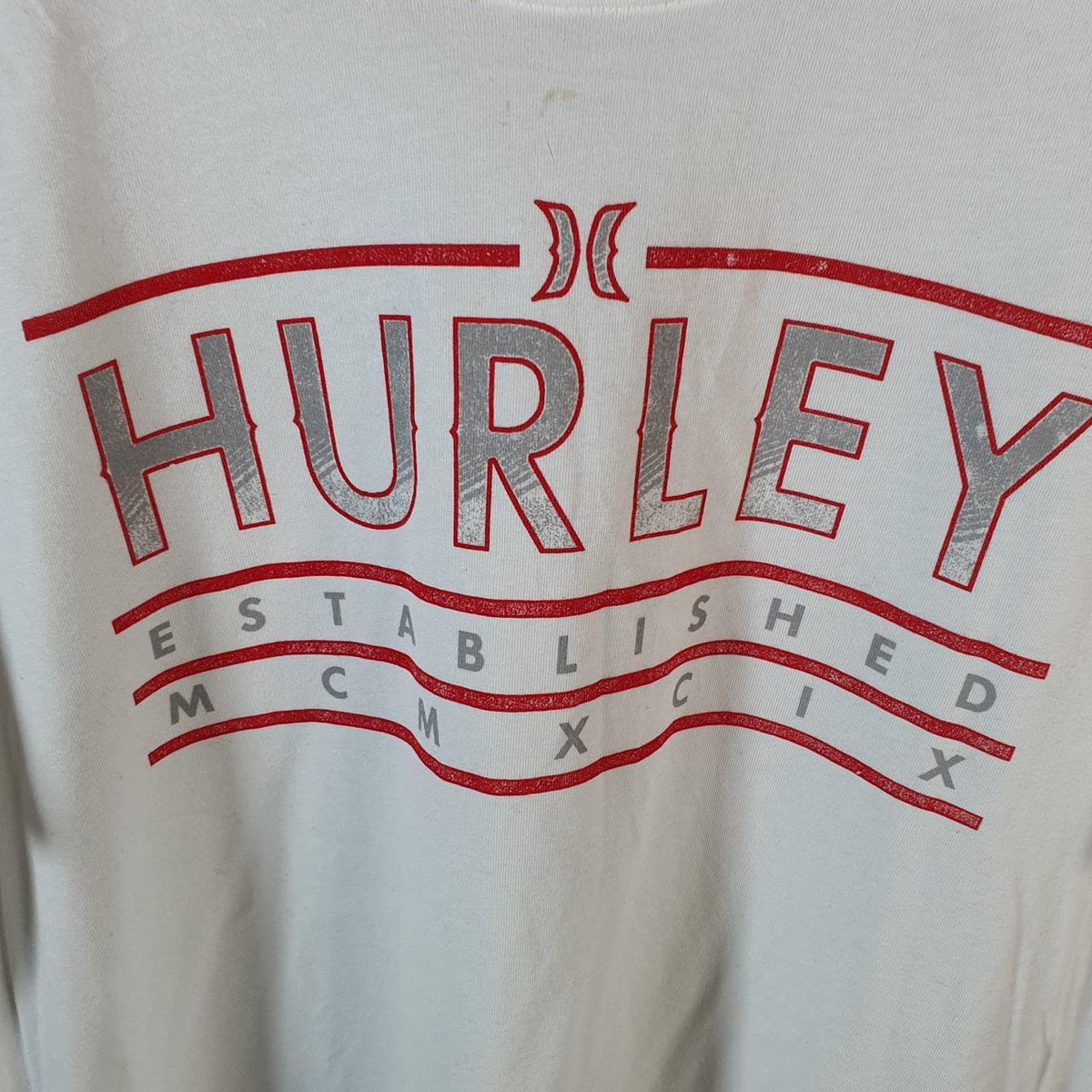 Vintage Hurley Graphic T Shirt Men’s White Large Casual Sports Logo Athletic
