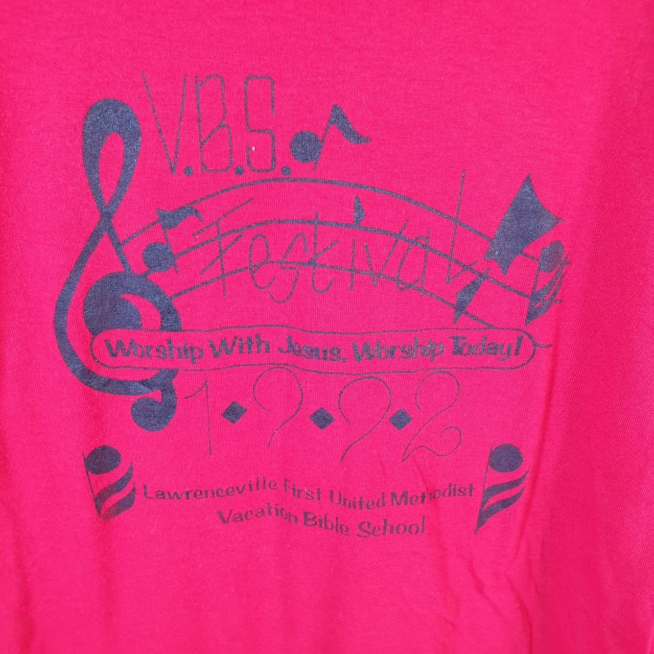 Vintage Jerzees Church Bible Methodist 90s USA Single Stitch T Shirt Men’s Small Red