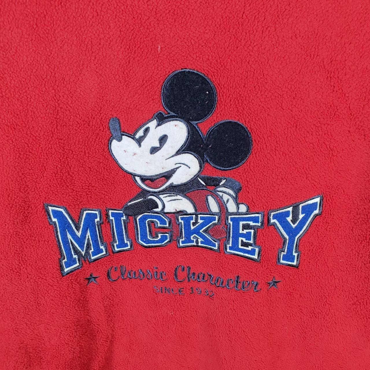 Disney Mickey Mouse Fleece Pullover Sweatshirt Mens Medium Red Embroidered Logo