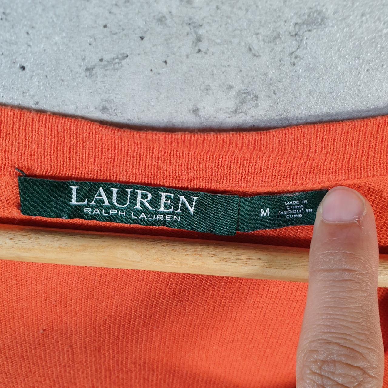 Vintage Ralph Lauren Polo Knit Sweater Womens Medium Orange Cotton Pullover