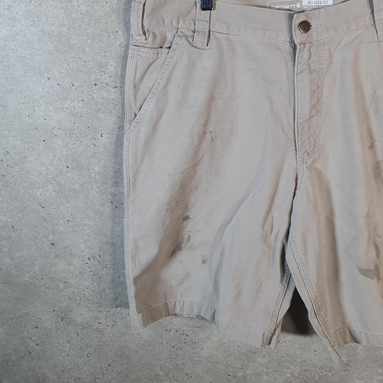 Vintage Carhartt Baggy Carpenter Shorts Jorts Cargo Men’s W36 Beige Relaxed Fit Workwear Big Fish Vintage