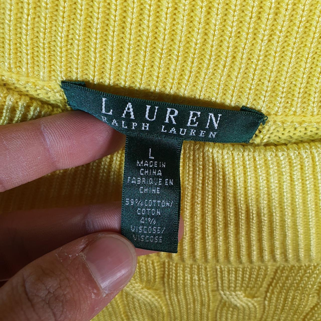 Vintage Ralph Lauren Polo Cable Knit Sweater Womens Large Yellow Cotton Pullover
