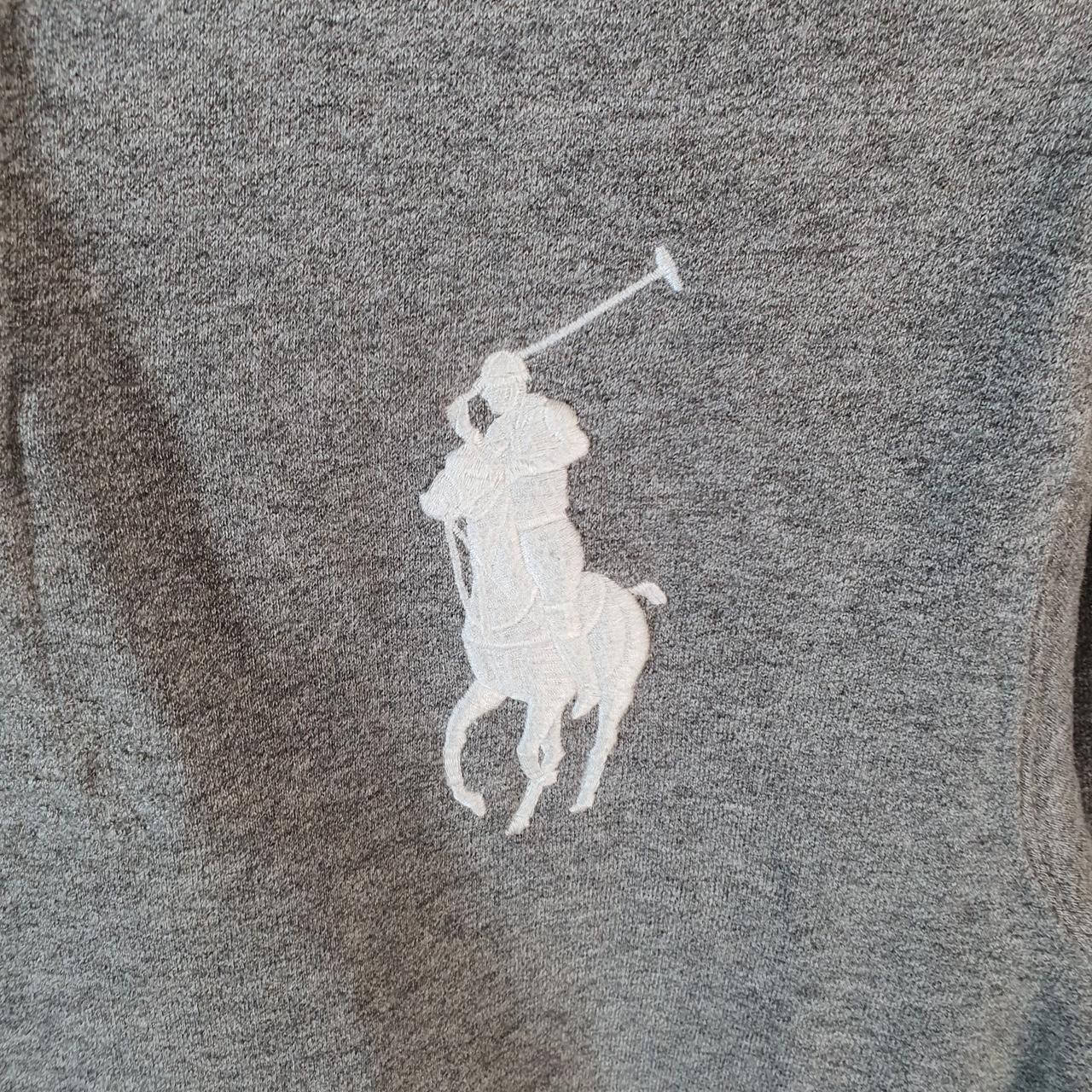 Vintage Ralph Lauren Polo Heavyweight Hoodie Womens XL Grey Cotton Pullover 1/4 Button Pony