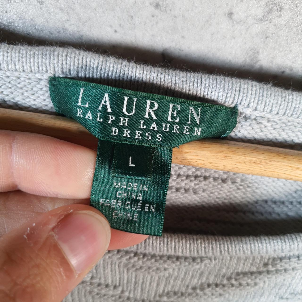 Vintage Ralph Lauren Polo Dress Knit Sweater Womens Large Grey Cotton Pullover