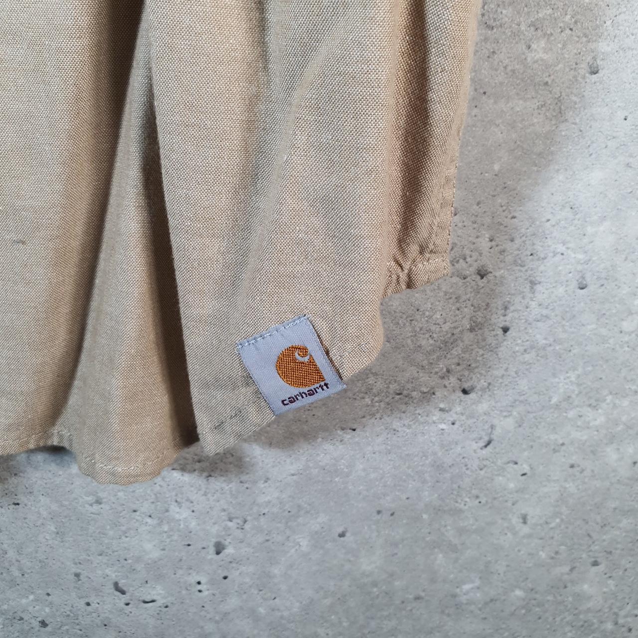 Vintage Carhartt Shirt Button Down Mens Medium Brown Short Sleeve Chore Utility Relaxed - Big Fish Vintage