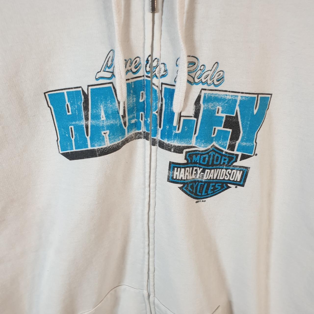 Vintage Harley Davidson 2011 Evansville Hoodie Womens XL White Full Zip Motorcycle