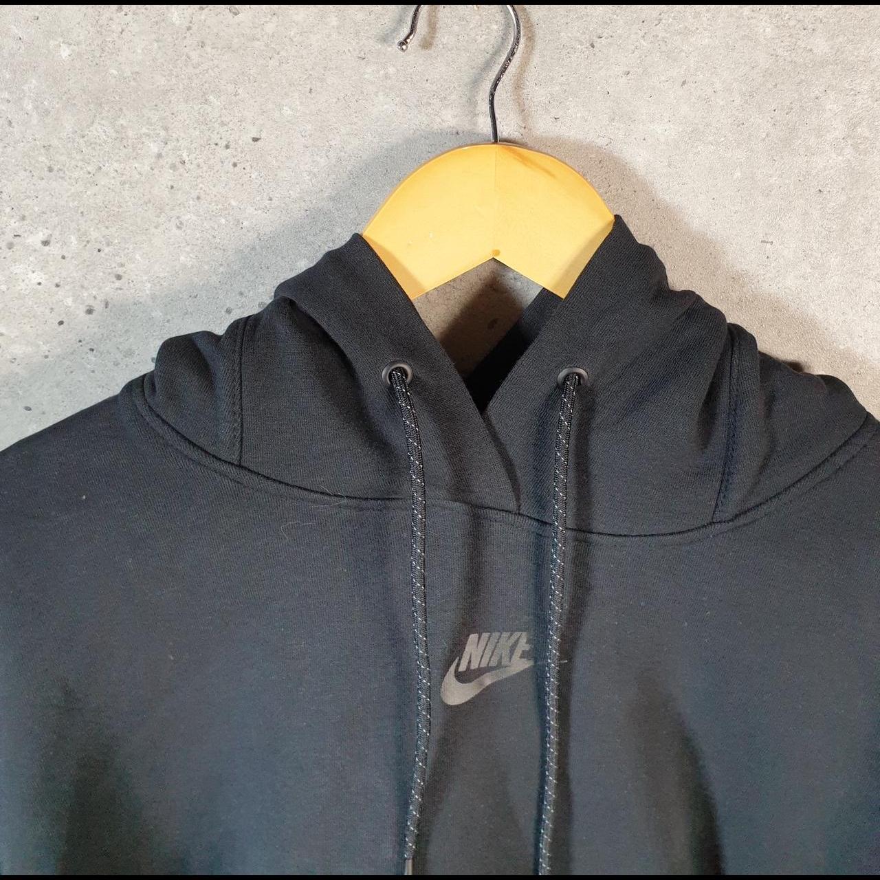 Vintage Nike Tech Cropped Zip Pocket Hoodie Womens Small Black Swoosh Y2K Pullover
