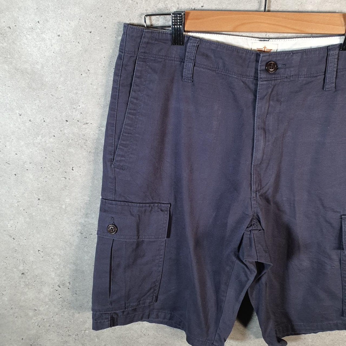 Vintage Dockers Chino Shorts Jorts Cargo Men’s W32 Navy Blue Baggy Cotton