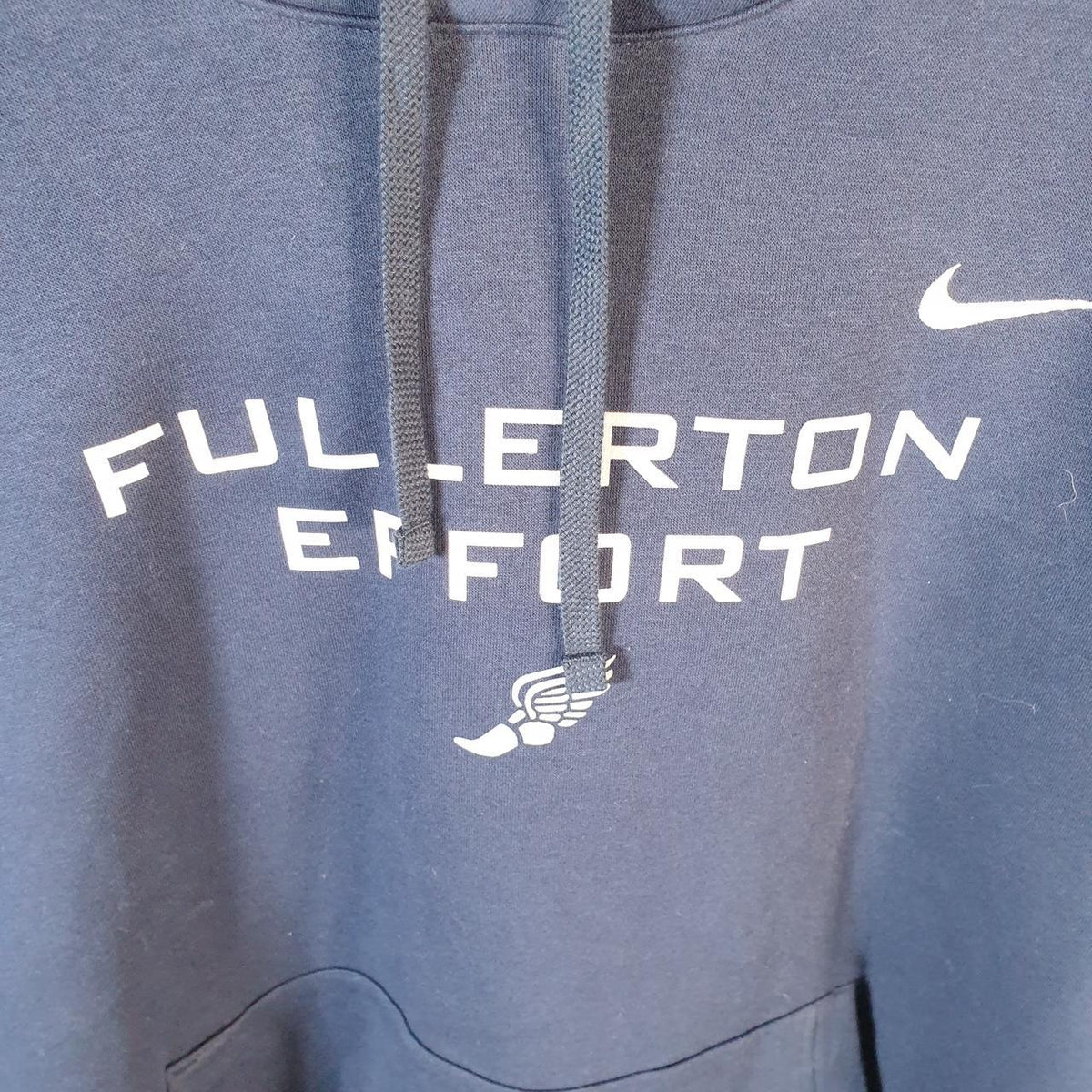 Vintage Nike Fullerton Effort Hoodie Men’s 2XL Navy Blue Swoosh Y2K Pullover
