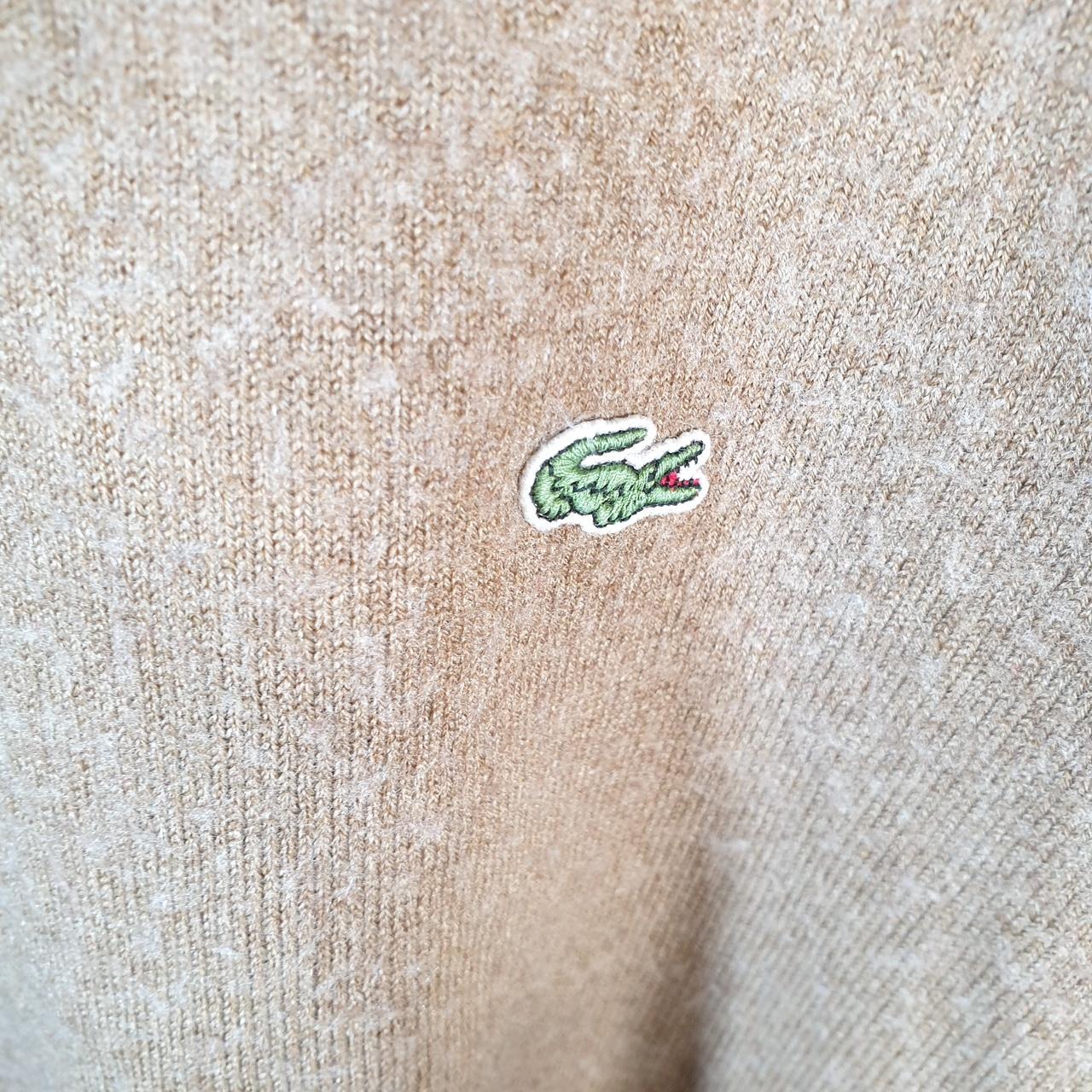 Vintage Lacoste Sweatshirt Wool Womens Large Brown Pullover Logo Y2K Jumper Logo Casual