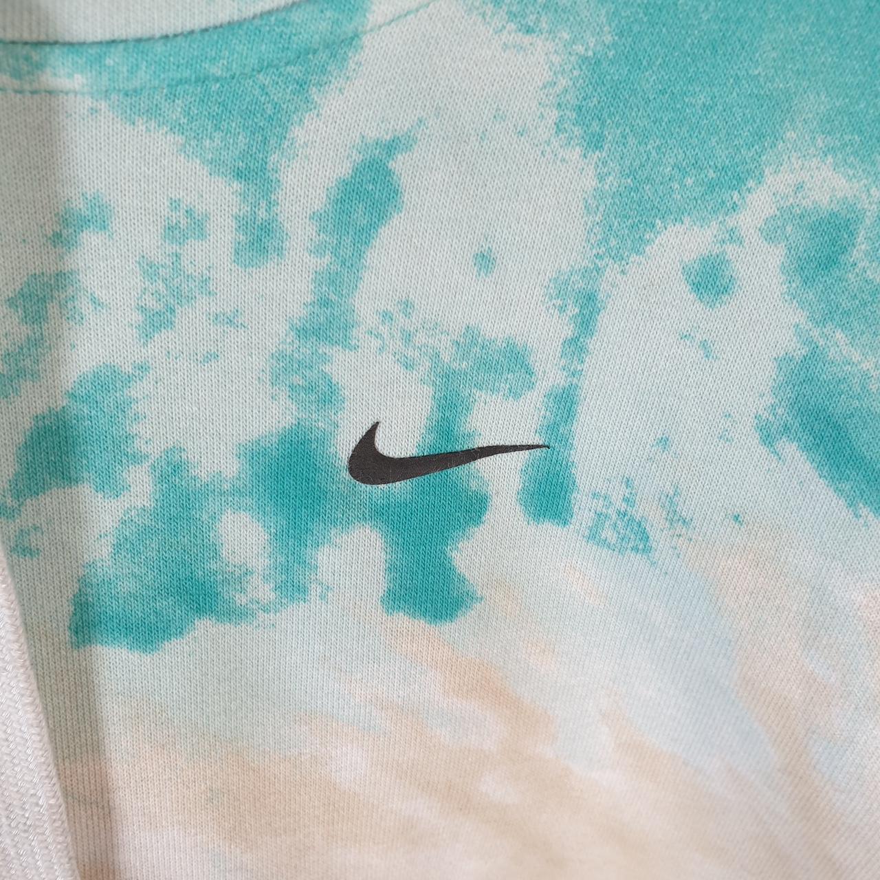 Vintage Nike Cropped Tie Dye Hoodie Womens Large Blue Embroidered Swoosh Y2K