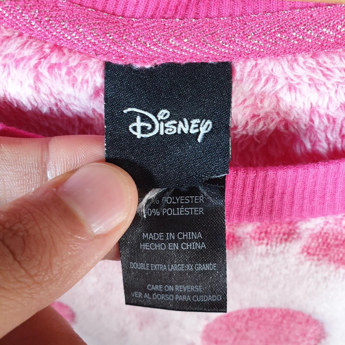 Disney Mickey Mouse Fleece Pullover Sweatshirt Mens 2XL Pink All Over Print AOP Logo