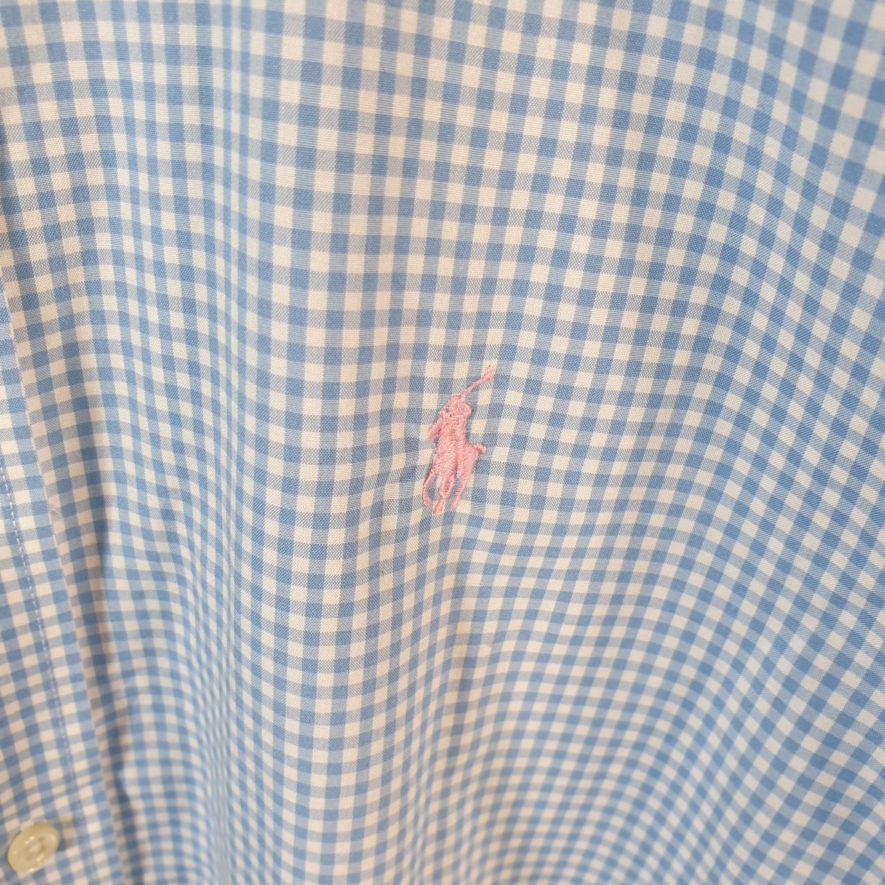Vintage Ralph Lauren Button Down Shirt Men’s Large Blue Classic Fit Checkered Pony