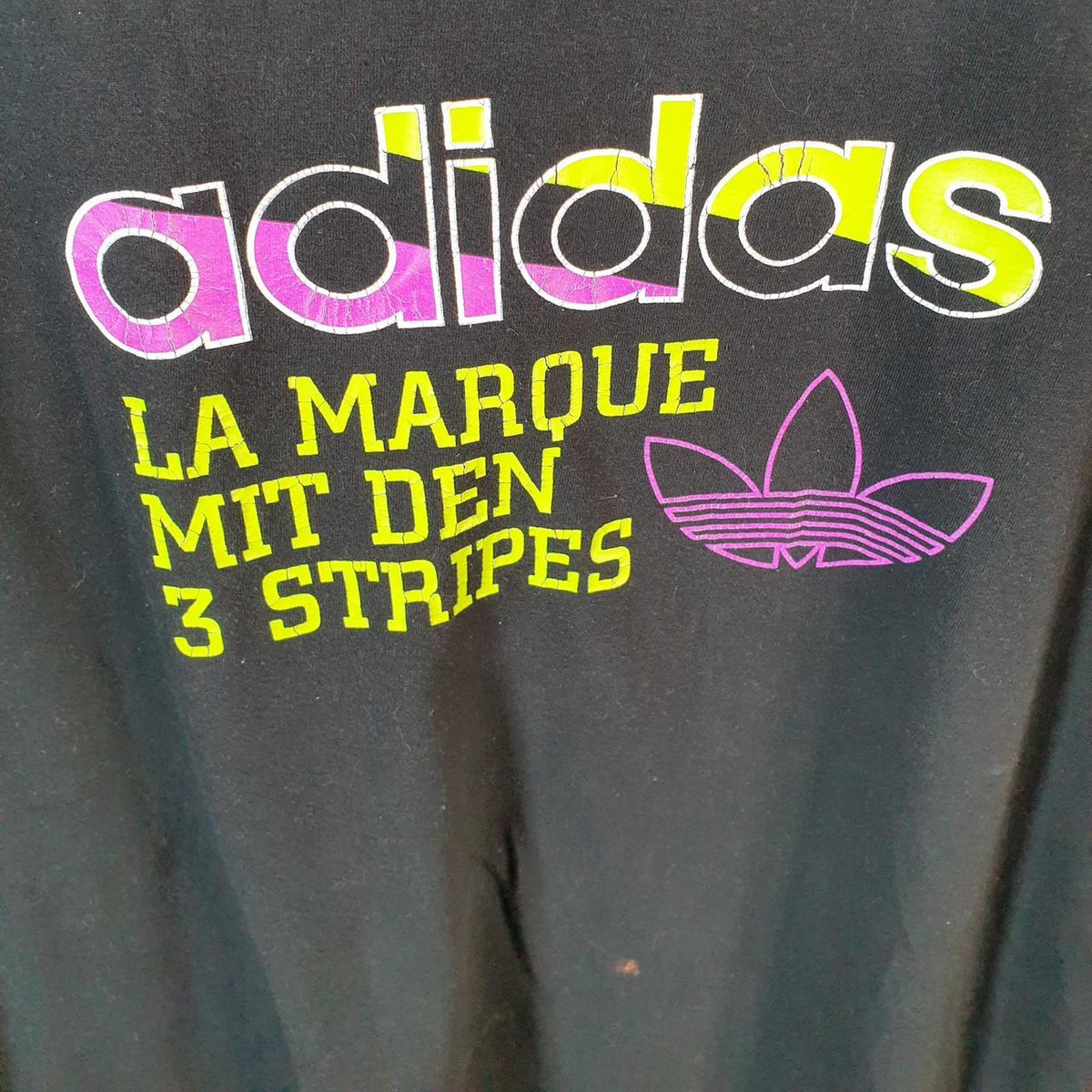 Vintage Adidas Spellout T Shirt Men’s Large Black Three Stripes Logo Athletic