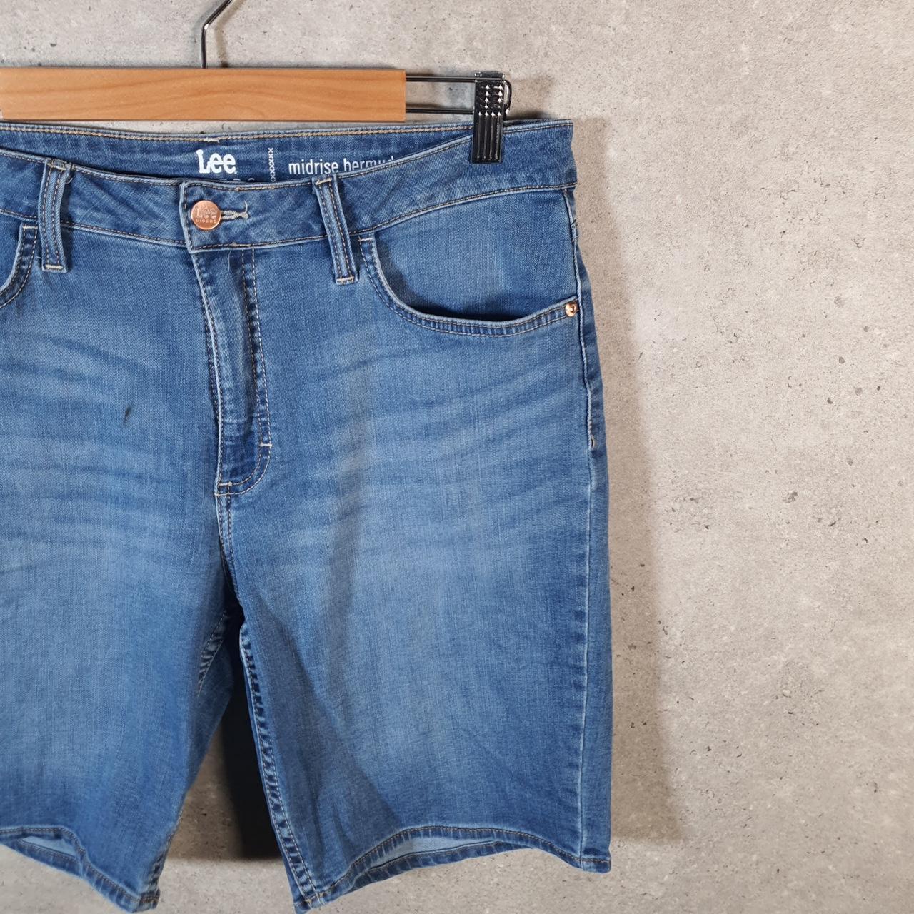 Vintage Lee Baggy Shorts Jorts Cargo Womens W34 Blue Denim Relaxed Cargo