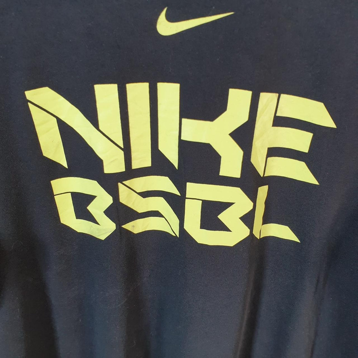 Vintage Nike Dri Fit Baseball T Shirt Men’s Large Black Logo Printed Swoosh Athletic