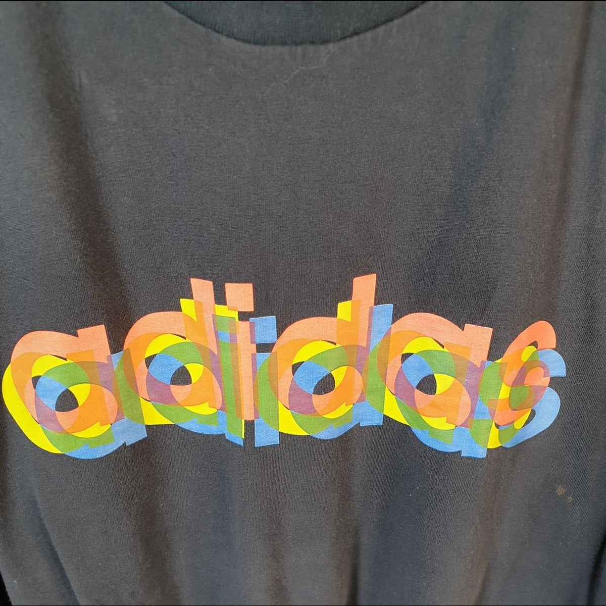 Vintage Adidas Spellout T Shirt Men’s XL Black Three Stripes Logo Athletic