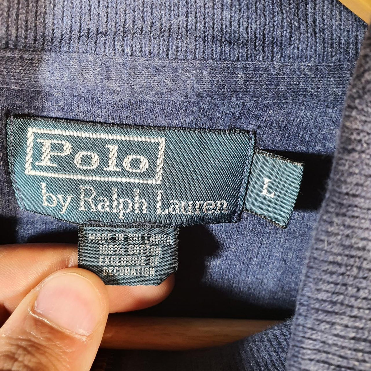 Vintage Ralph Lauren Polo 1/4 Zip Sweatshirt Men’s Large Navy Blue Pullover Pony C8841