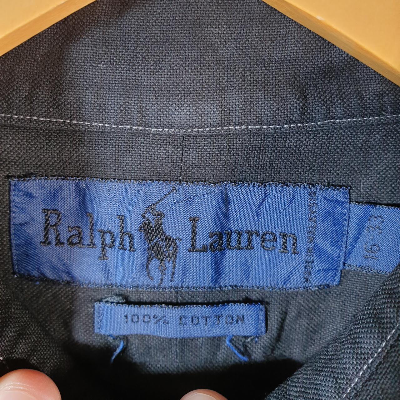 Vintage Ralph Lauren Button Down Shirt Men’s Large Black Custom Fit Cotton Pony