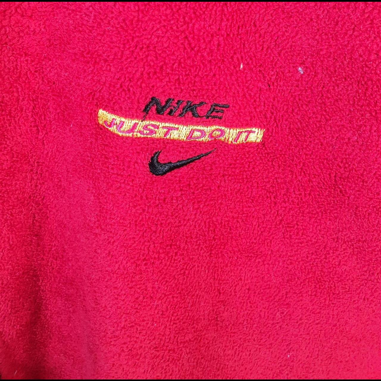 Vintage Nike Full Zip Fleece Sweatshirt Men’s Large Red Swoosh Y2K Just Do It Logo