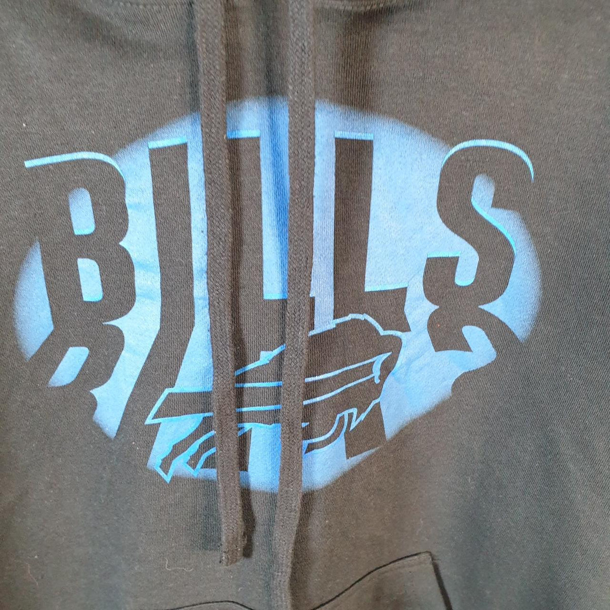 Vintage NFL Buffalo Bills Hoodie Womens Medium Black Pullover USA Pro Sport