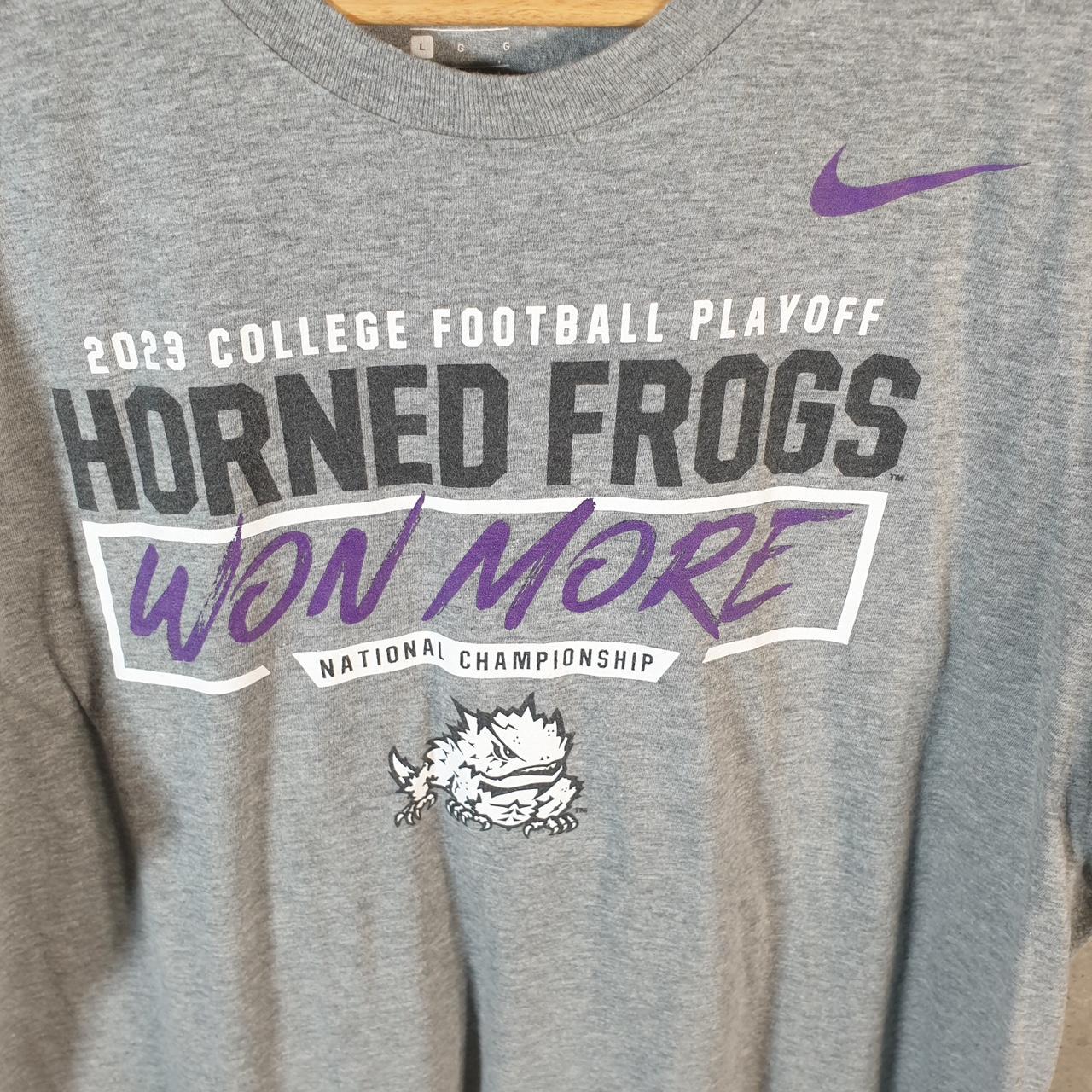 Vintage Nike 2023 Horned Frogs T Shirt Men’s Large Grey Logo Swoosh Athletic