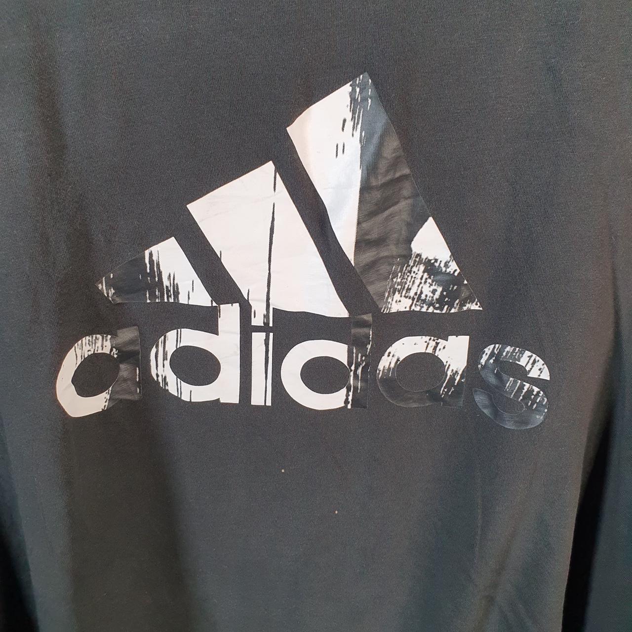 Vintage Adidas Spellout T Shirt Womens 2XL Black Three Stripes Logo Athletic