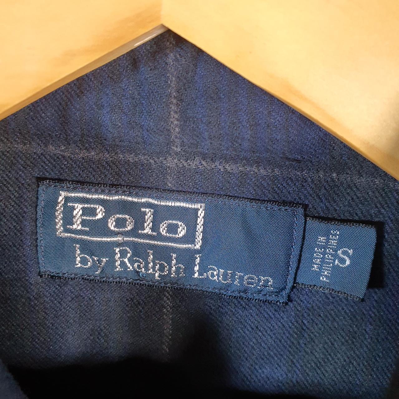 Vintage Ralph Lauren Button Down Shirt Men’s Small Navy Blue Checkered Pockets