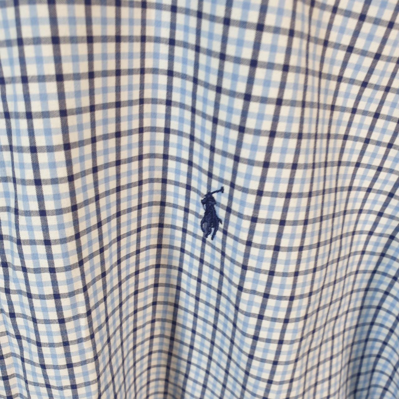 Vintage Ralph Lauren Button Down Shirt Men’s XL Blue Checkered Classic Fit Cotton Pony Big Fish Vintage