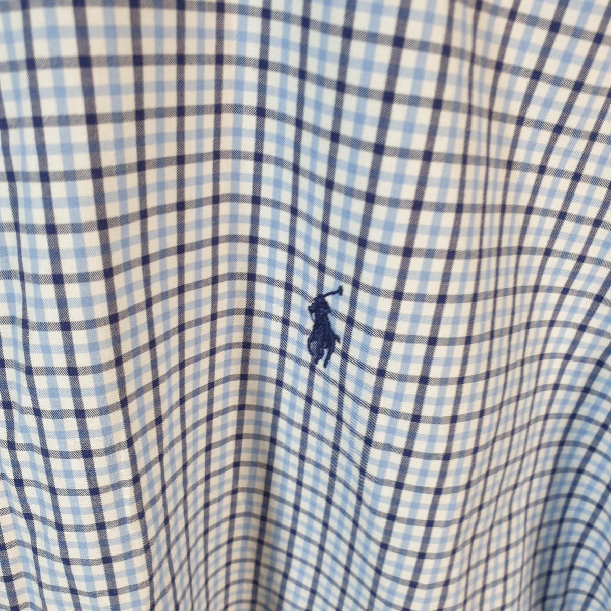 Vintage Ralph Lauren Button Down Shirt Men’s XL Blue Checkered Classic Fit Cotton Pony Big Fish Vintage