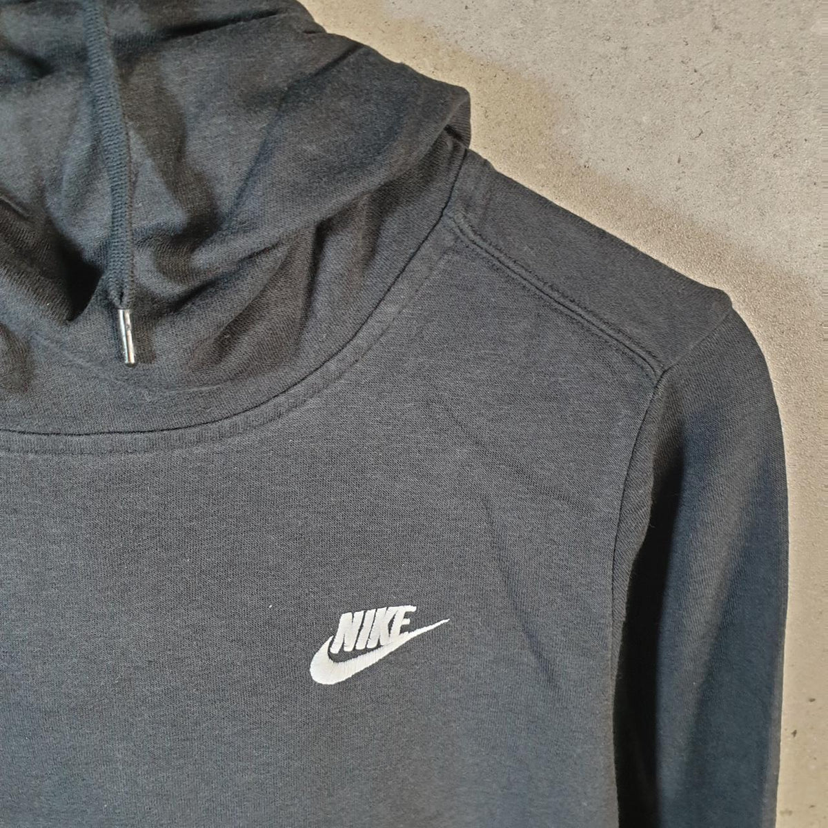 Vintage Nike Club Embroidered Hoodie Womens Medium Black Swoosh Y2K Pullover