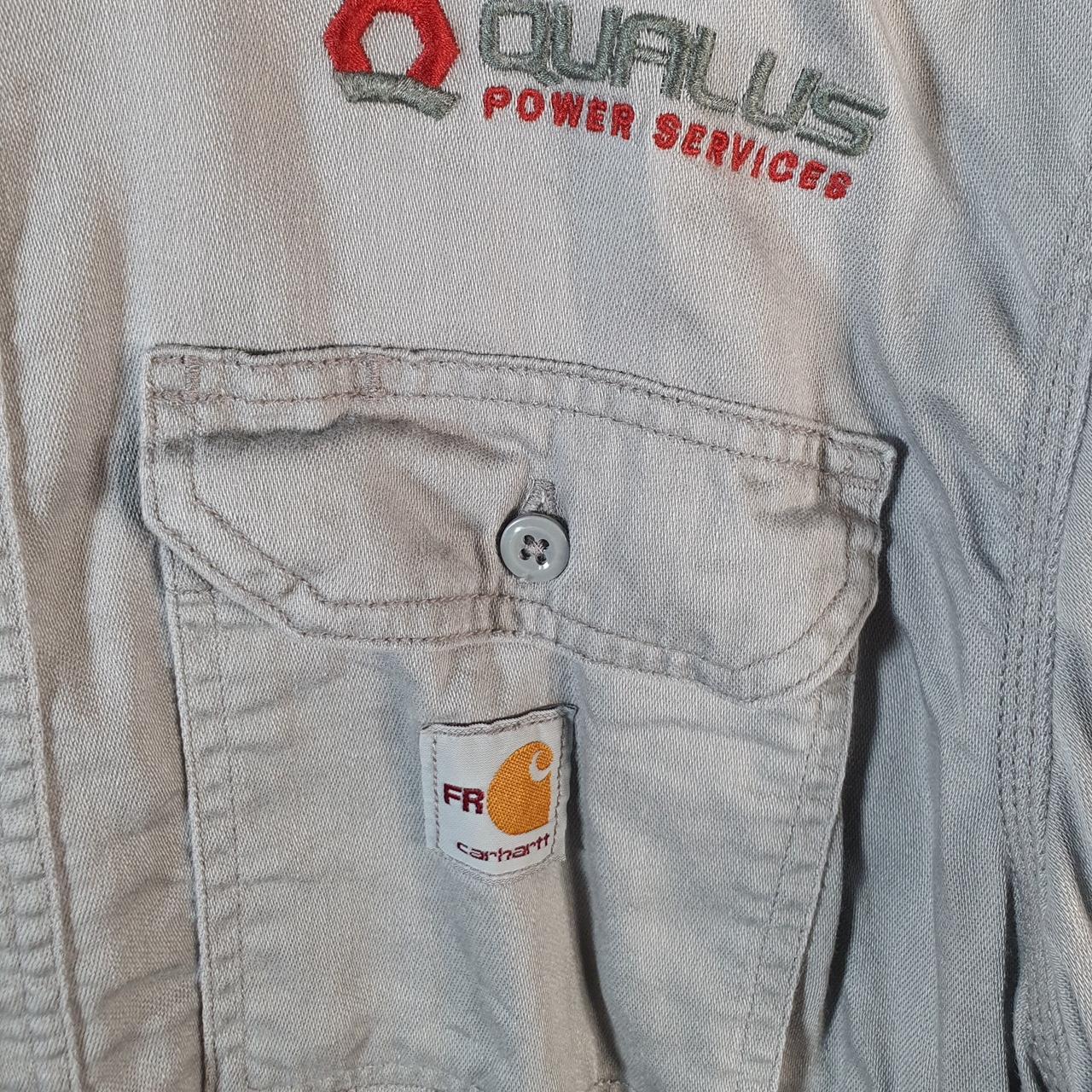 Vintage Carhartt FR Shirt Button Down Mens Medium Grey Chore Utility Relaxed - Big Fish Vintage