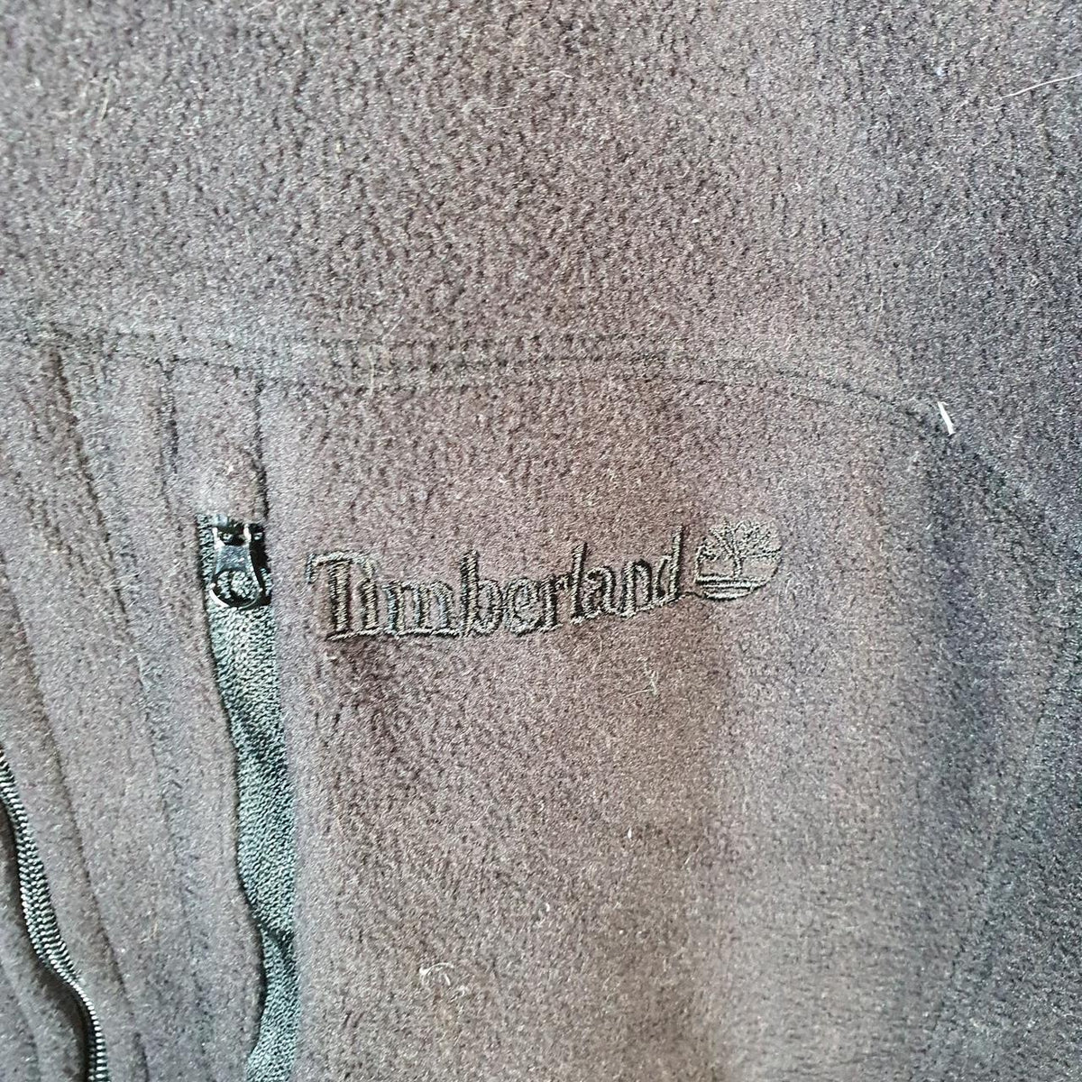Vintage Timerland Teddy Fleece Sweatshirt Mens Large Full Zip Black Logo Winter