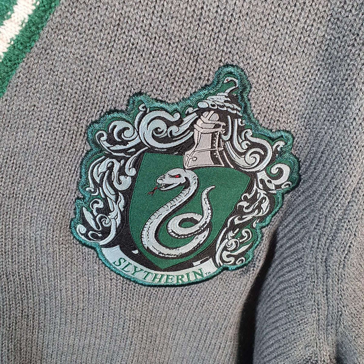 Vintage Harry Potter Knit Cardigan Sweater Mens Small Grey Embroidered Logo