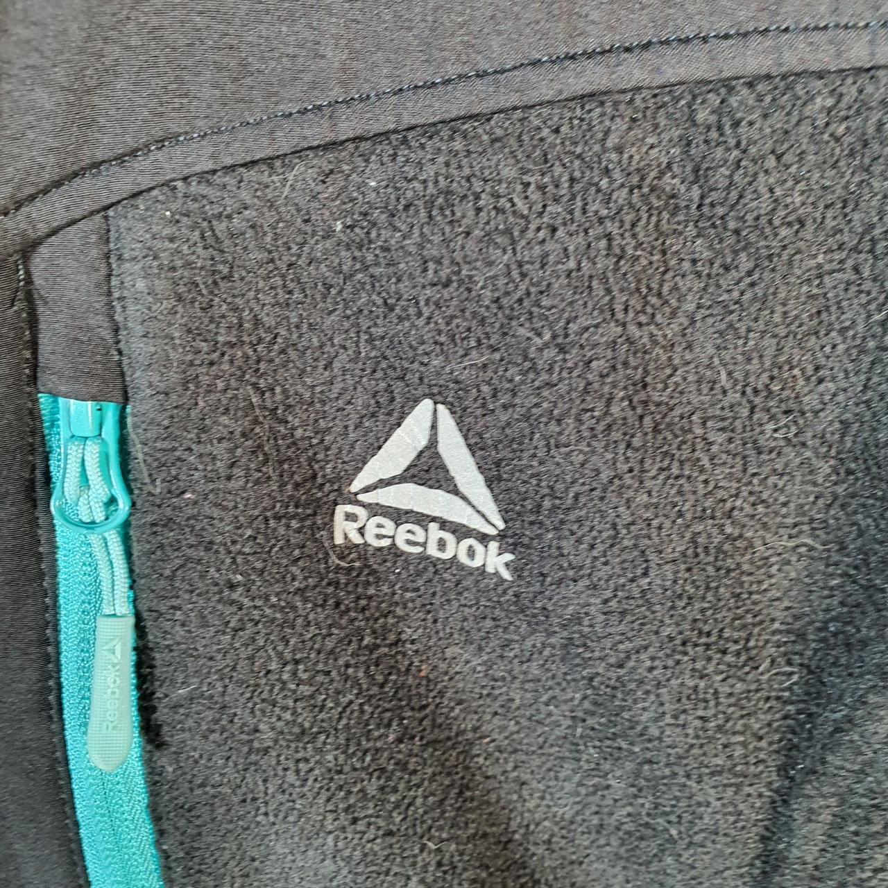 Reebok Full Zip Fleece Sweatshirt Mens Large Black Embroidered Logo