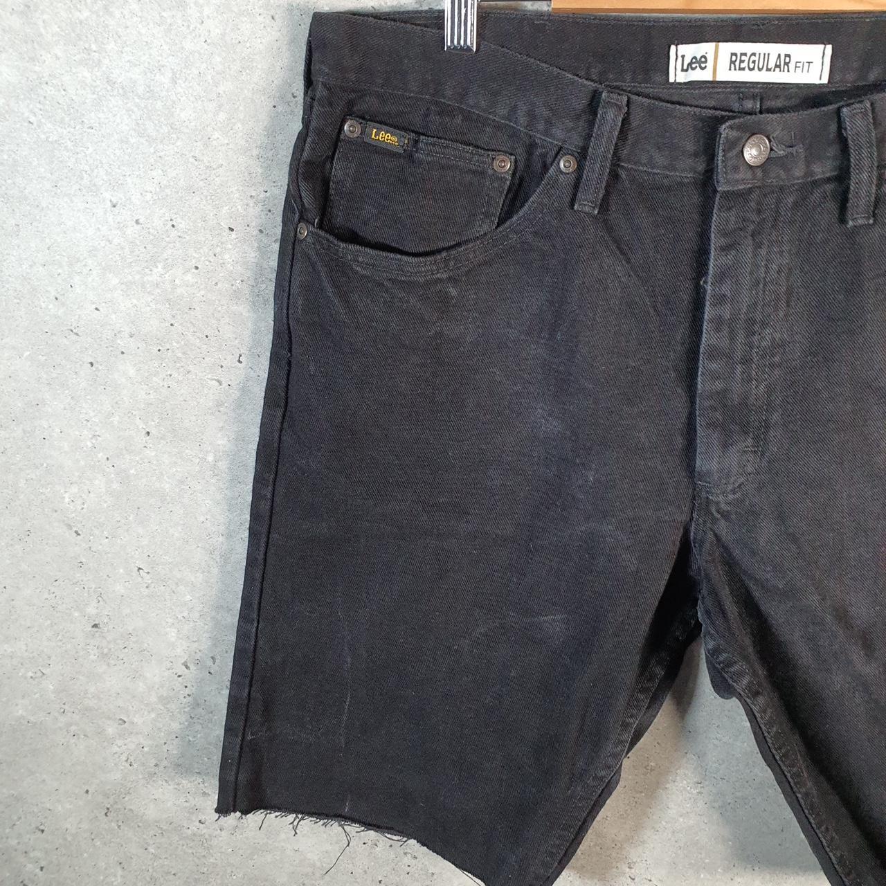 Vintage Lee Denim Shorts Jorts Cargo Men’s W38 Black Baggy Cotton