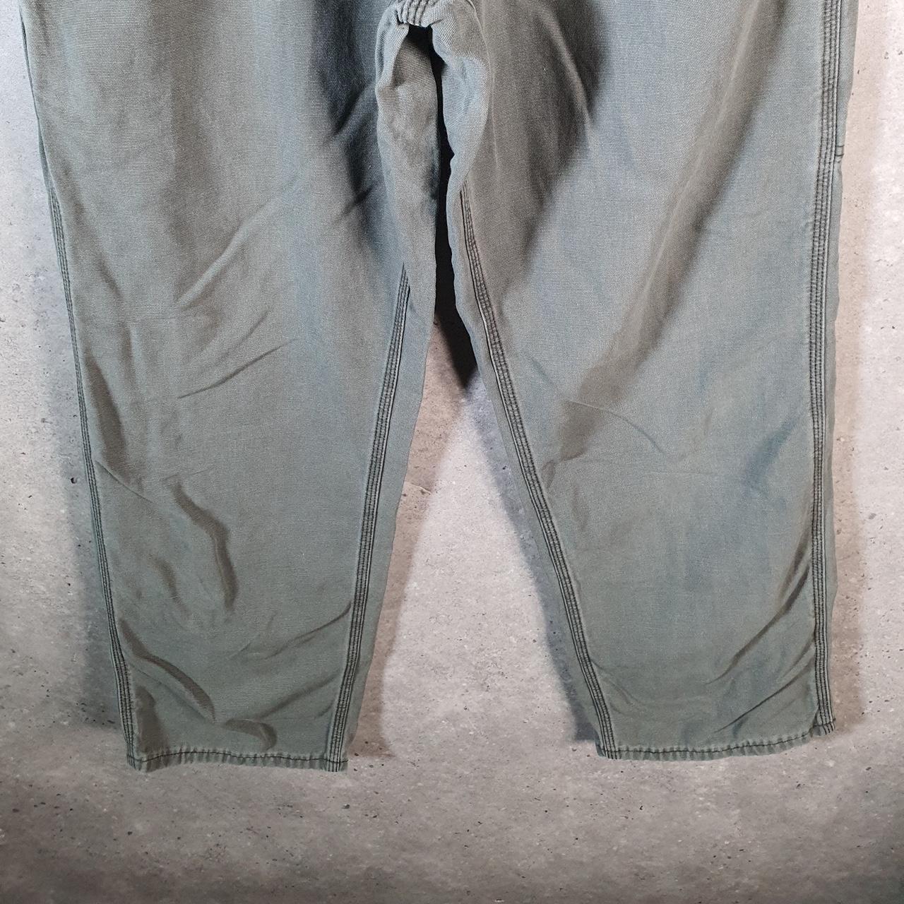 Vintage Carhartt Carpenter FR Trousers Mens W36 L32 Khaki Green Relaxed Fit Workwear USA