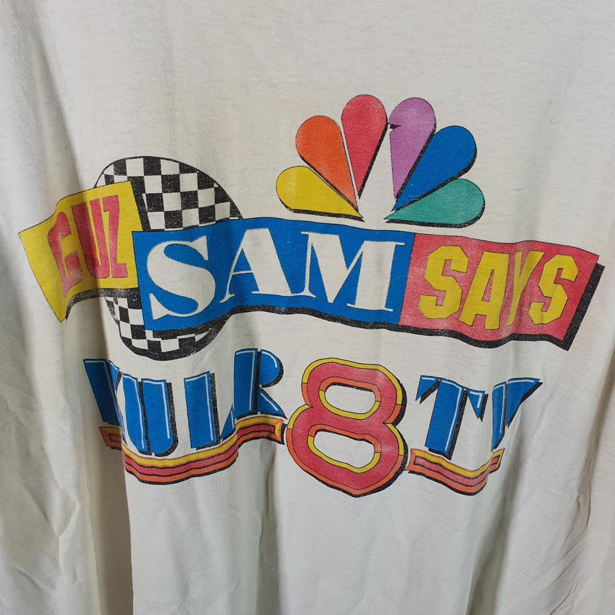 Vintage AllSport USA Sam Says 90s Single Stitch T Shirt Men’s XL White Big Fish Vintage