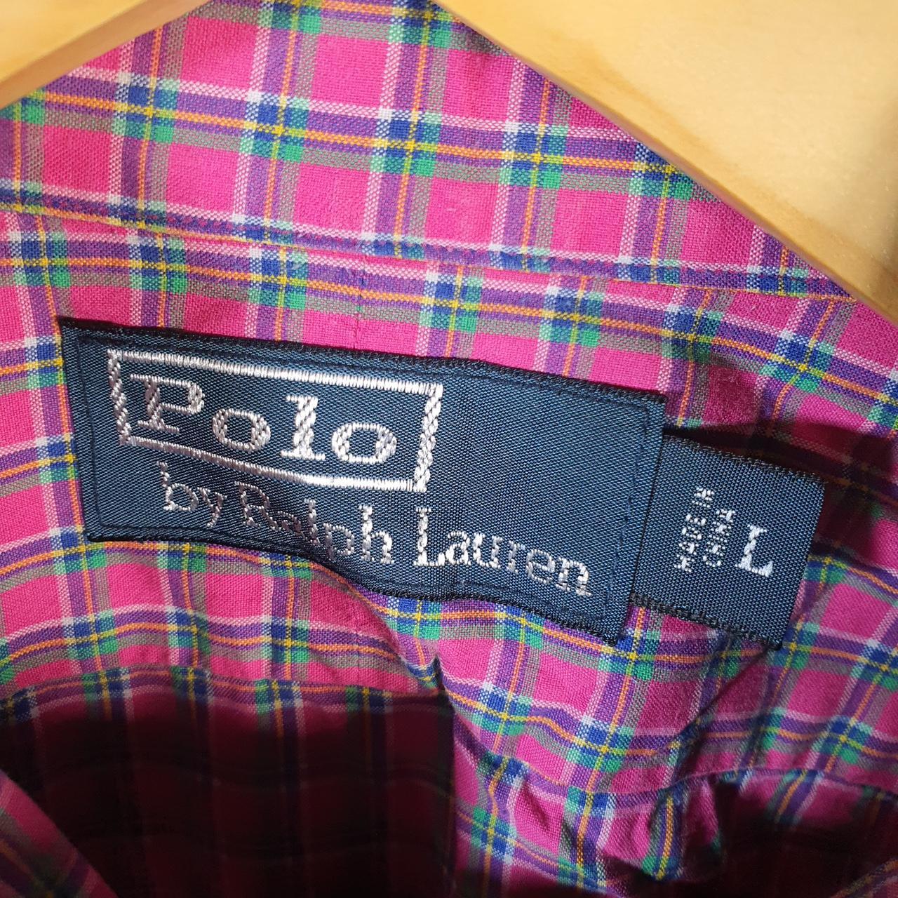 Vintage Ralph Lauren Button Down Shirt Men’s Large Pink Checkered Cotton