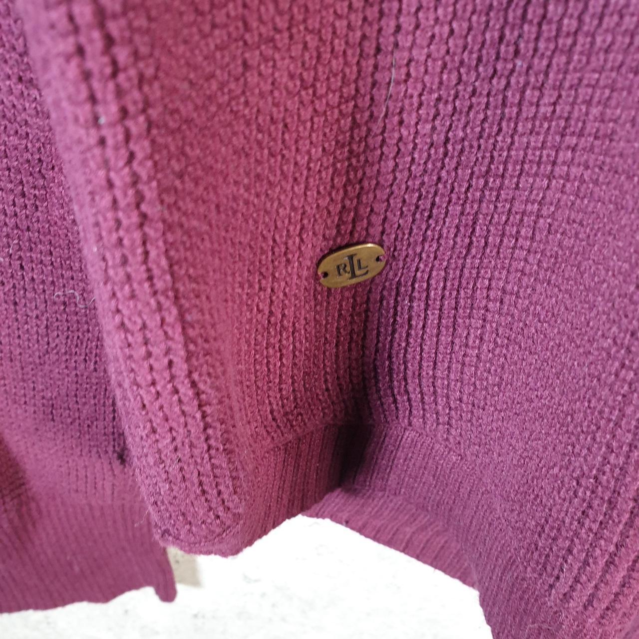 Vintage Ralph Lauren Polo Knit Sweater Womens Medium Burgundy Cotton Pullover